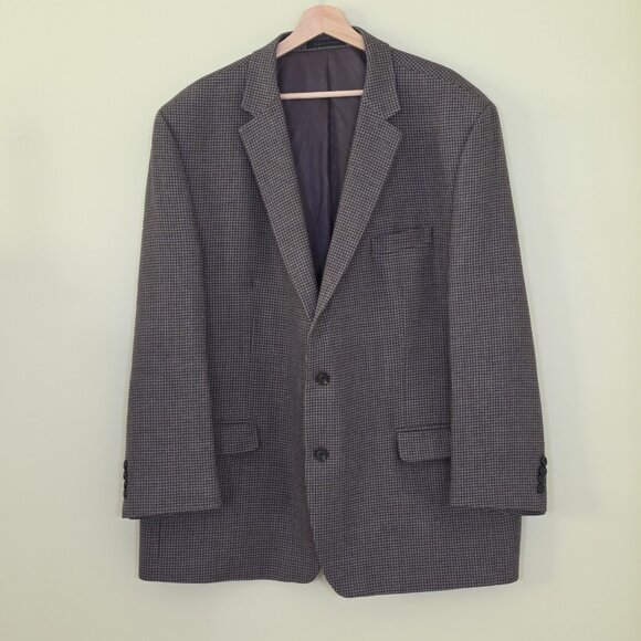 Lauren Ralph Lauren Blazer Mens US 52R Houndstooth Tweed Wool Lined 2B 2 Vented - Picture 1 of 16